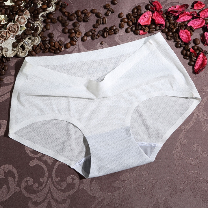 Ms Locking Seamless One Piece Underwear Pure Color Stripe No Trace Ice Silk Women's Underwear