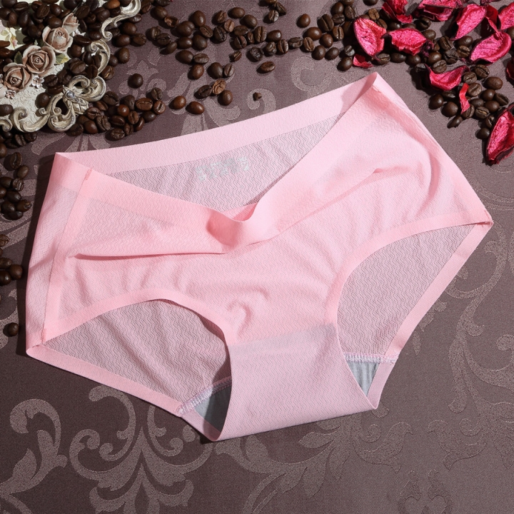 Ms Locking Seamless One Piece Underwear Pure Color Stripe No Trace Ice Silk Women's Underwear