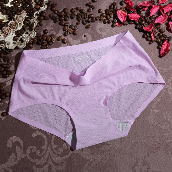 Ms Locking Seamless One Piece Underwear Pure Color Stripe No Trace Ice Silk Women's Underwear