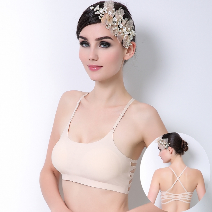 One Piece Bra Sexy Behind Hollow No Trace Wrapped Chest Ice Silk Beauty Back Seamless Wrapped Chest