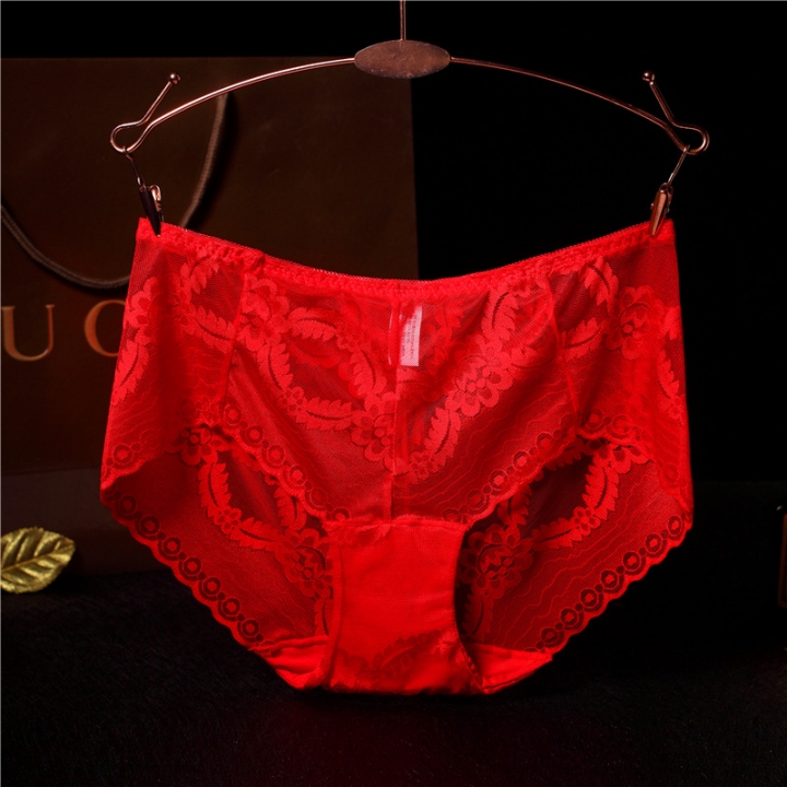 No Trace Lace Printing Underwear Jacquard Triangular Middle Waist Ms Bamboo Fiber Underwear