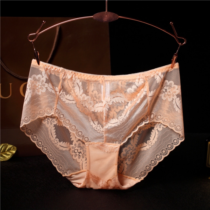 No Trace Lace Printing Underwear Jacquard Triangular Middle Waist Ms Bamboo Fiber Underwear