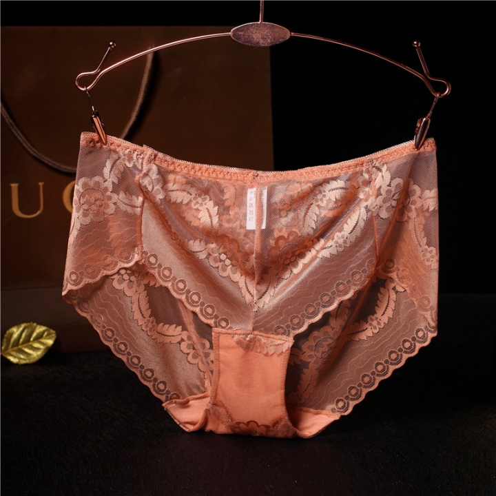No Trace Lace Printing Underwear Jacquard Triangular Middle Waist Ms Bamboo Fiber Underwear