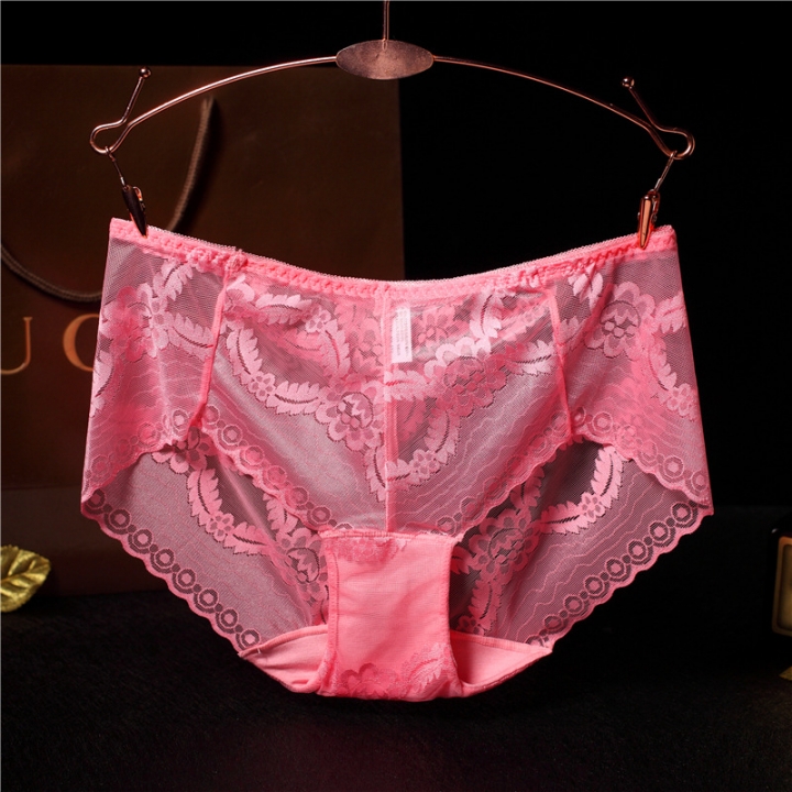 No Trace Lace Printing Underwear Jacquard Triangular Middle Waist Ms Bamboo Fiber Underwear