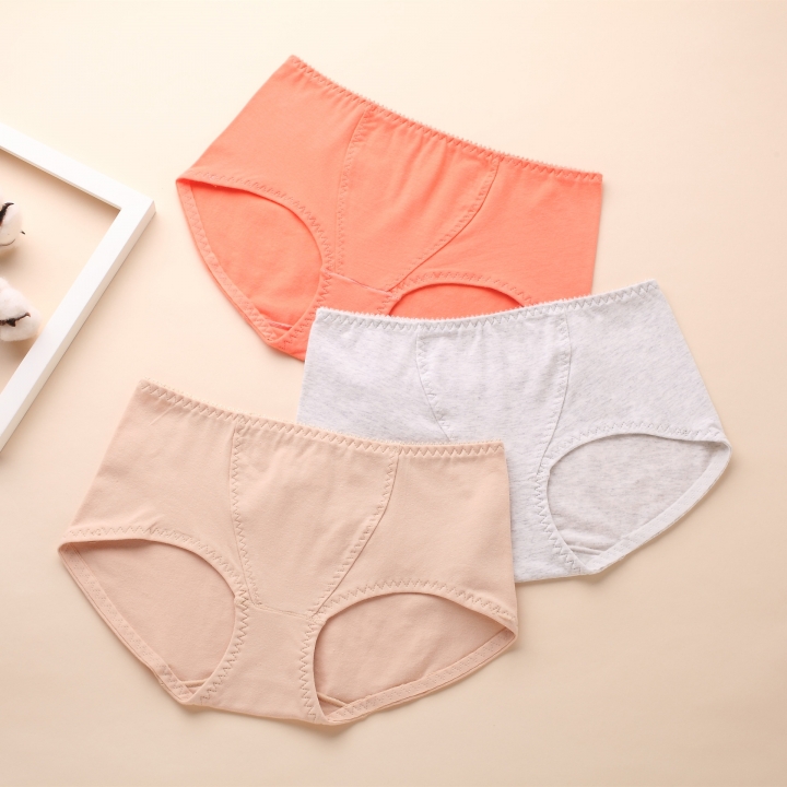 Ms Middle Waist Deep V Triangular No Trace Underwear Cotton Pure color Underwear