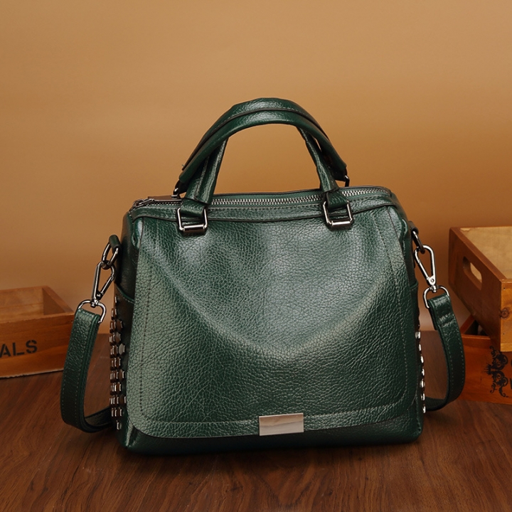 Ms Litchi Pattern Handbag Fashion Soft Skin Simple Wild Shoulder Crossbody Big Bag