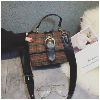Ms Personality Wild Lattice Package Diagonal Shoulder Bags Vintage Fashion Handbag