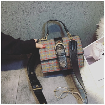 Ms Personality Wild Lattice Package Diagonal Shoulder Bags Vintage Fashion Handbag