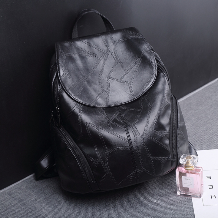 Western Style Ms Trend Backpack PU Fashion Splice Travel Backpack