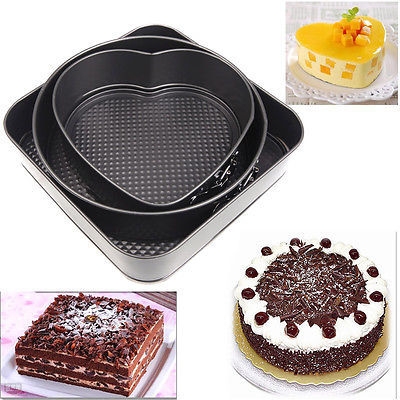 3 Sets Square Circular Heart-shaped Metal Non-Stick Birthday Cake Mould Live Buckle   Kitchen Restaurant Supplies