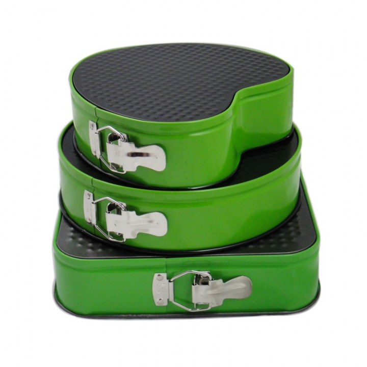 3 Sets Square Circular Heart-shaped Metal Non-Stick Birthday Cake Mould Live Buckle   Kitchen Restaurant Supplies