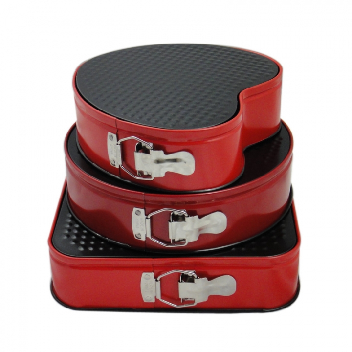 3 Sets Square Circular Heart-shaped Metal Non-Stick Birthday Cake Mould Live Buckle   Kitchen Restaurant Supplies