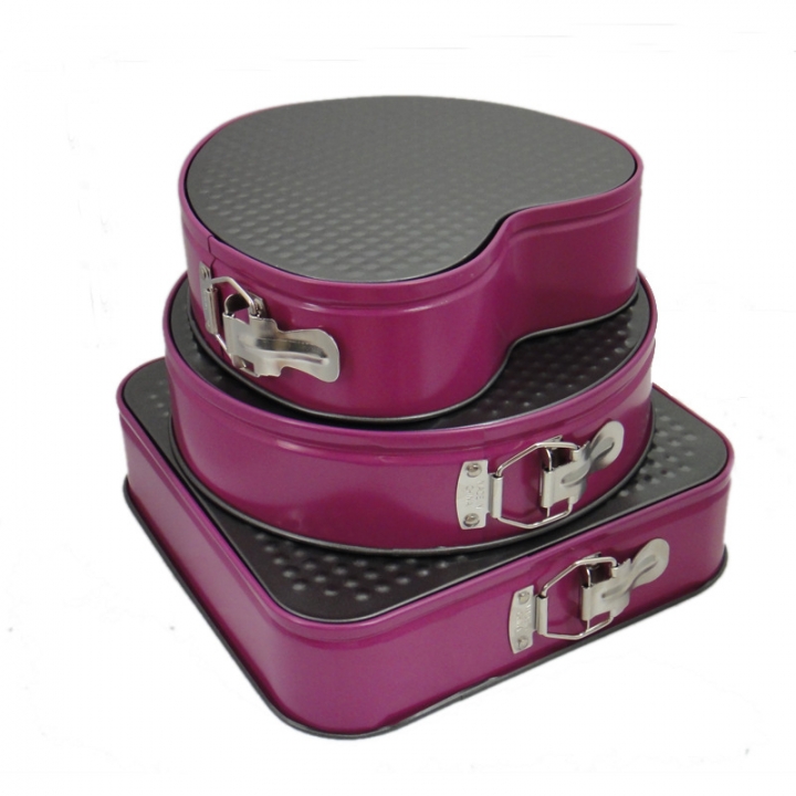 3 Sets Square Circular Heart-shaped Metal Non-Stick Birthday Cake Mould Live Buckle   Kitchen Restaurant Supplies