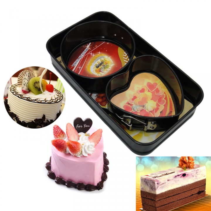 Baking Tool 3 Sets Metal Mini Fang Yuanxin Live Buckle Birthday Cake Mould  Kitchen Dining bar
