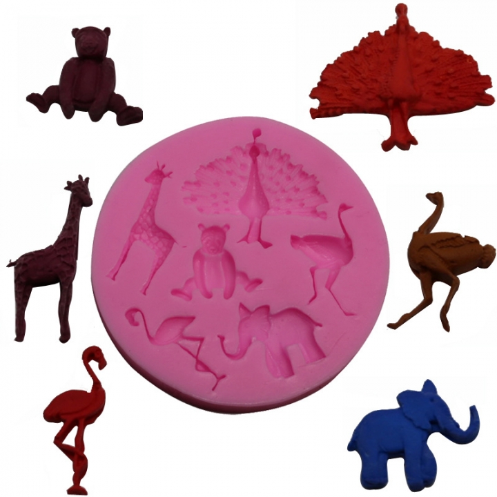 Baking Tool Silica Gel Liquid State Peacock Deer Bear Like Crowned Crane Cartoon Fondant Mould  Kitchen Restaurant Supplies