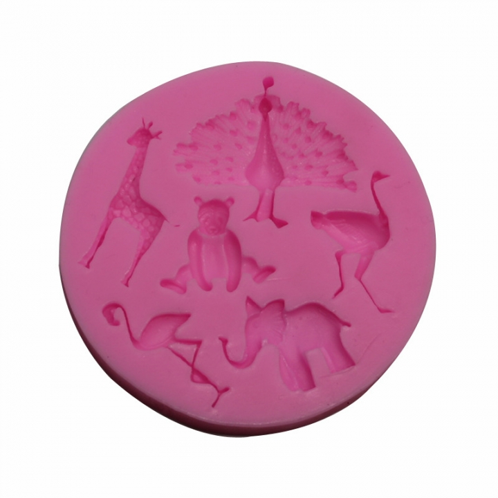 Baking Tool Silica Gel Liquid State Peacock Deer Bear Like Crowned Crane Cartoon Fondant Mould  Kitchen Restaurant Supplies