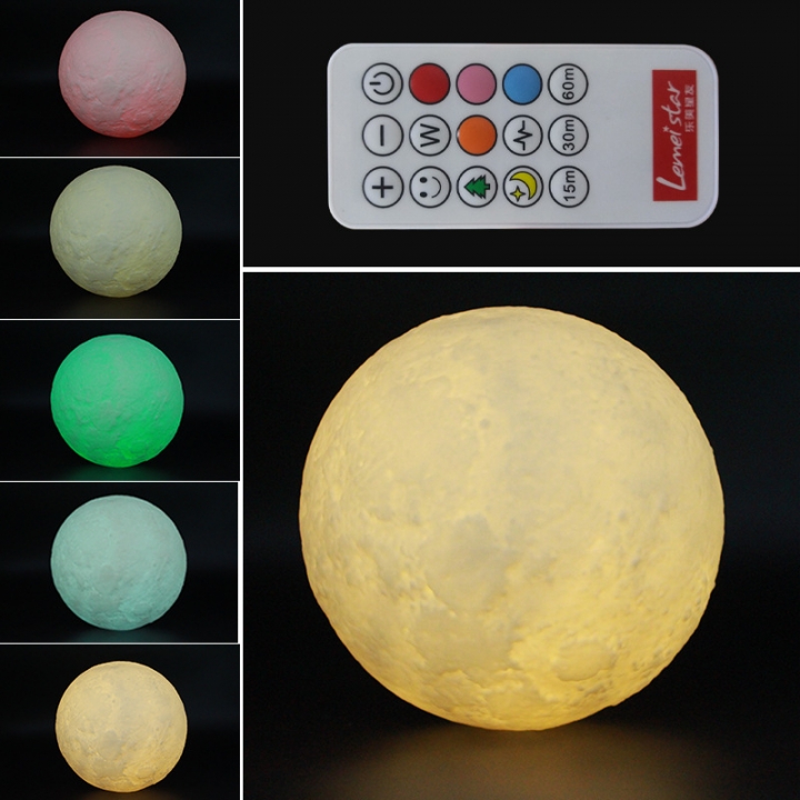 3D Moonlight Led Remote Control Charging Colorful 3D Print Moon light Home Decoration Table Lamp