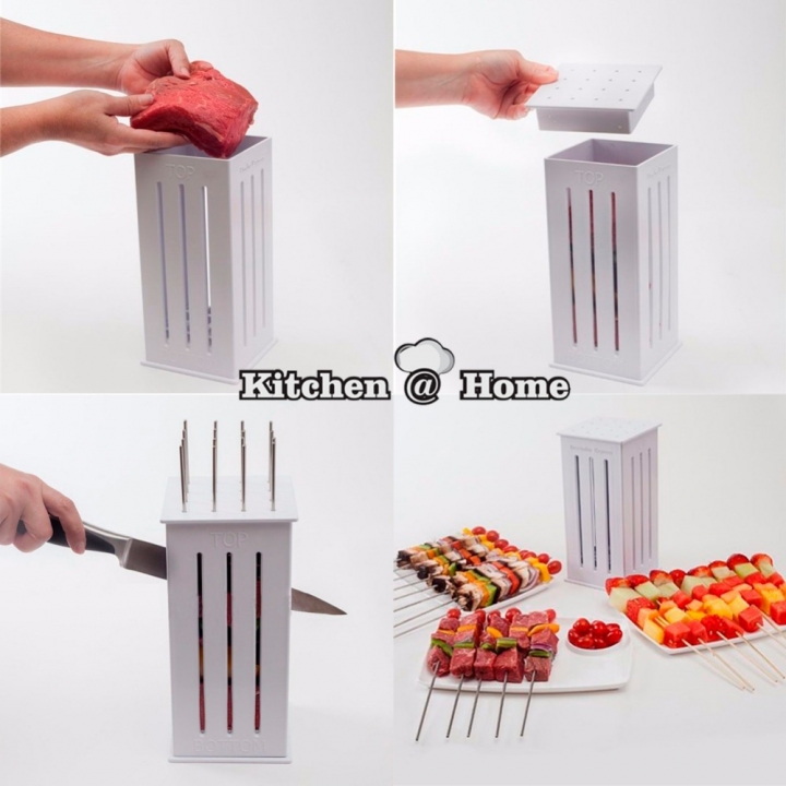 Food Slicer Cute BBQ Grill Kebab Maker Box Kit Rapid Wear Meat With Bamboo Skewers  Kitchen Restaurant Supplies