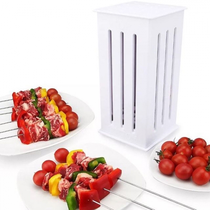 Food Slicer Cute BBQ Grill Kebab Maker Box Kit Rapid Wear Meat With Bamboo Skewers  Kitchen Restaurant Supplies