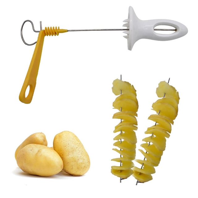 Tornado Potato Spiral Cutter String Rotate Potato Chips Tower Slicer DIY Manual Twisted Potato