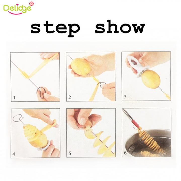 Tornado Potato Spiral Cutter String Rotate Potato Chips Tower Slicer DIY Manual Twisted Potato