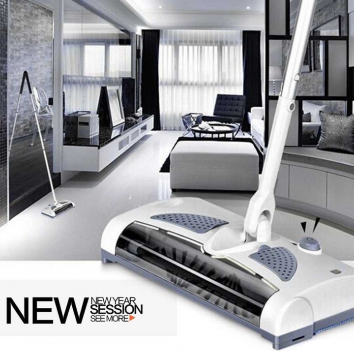 Electric Wireless Sweeper Manual Hand Push Sweeping Broom 360 Degree Rotation Flexible Cleaner