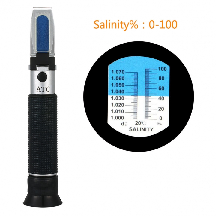 Seawater Salinity Meter 0-100% Farming  Refractometer Optics Salinity Meter Handheld Refractometer