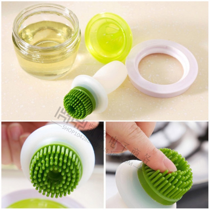 BBQ Silicone Brush Oil Bottle Tool Set Olive Vinegar,Salad Dispenser Pastry Brush with Glass Bowl