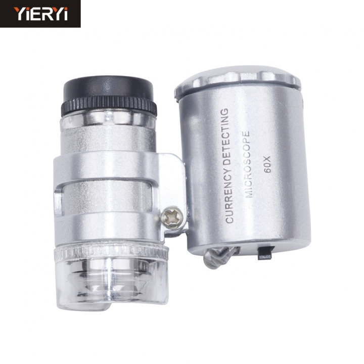 MINI 60 Times Magnifier Microscope With Violet light Money Detector lamp With LED light light Source