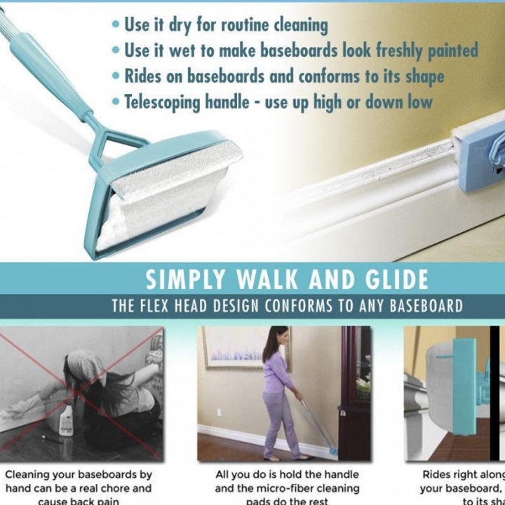 Simply Glide Extendable Microfiber Cleaning Product Fiber Cleansing Brush Telescopic Lazy Mop