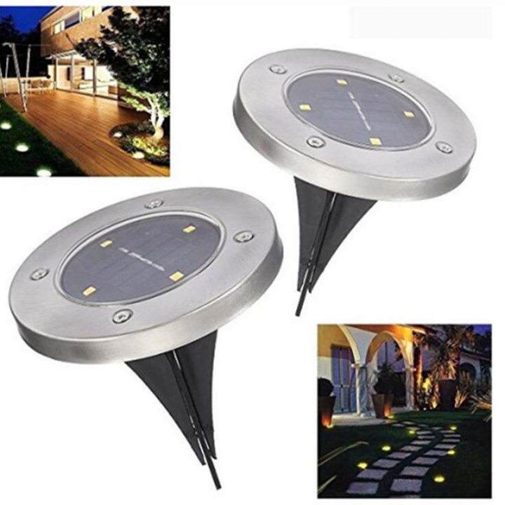Waterproof Solar Powered Led Disk Lights Outdoor Garden Stair Waterproof Solar Powered Led Disk Lights Outdoor Garden Stair Black 4 Set