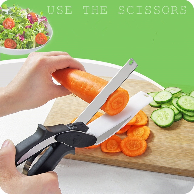 Kitchen Scissors Smart Cutter Kitchen Knife Shears Vegetable Slicer Dicer with Cutting Board