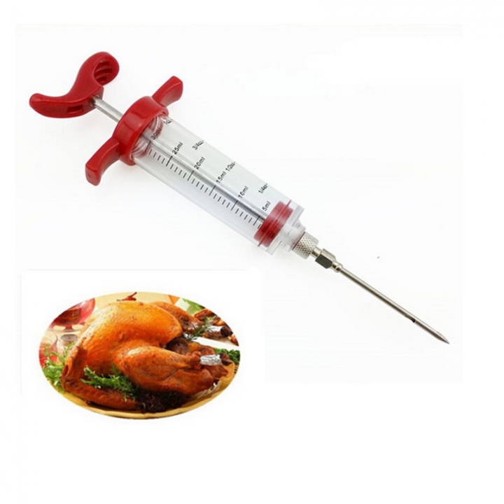 Hot BBQ Marinade Injector Flavor Syringe Cook Meat Poultry Smoker Turkey Chicken