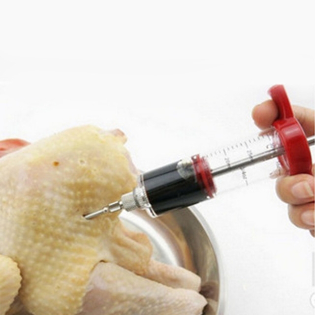 Hot BBQ Marinade Injector Flavor Syringe Cook Meat Poultry Smoker Turkey Chicken