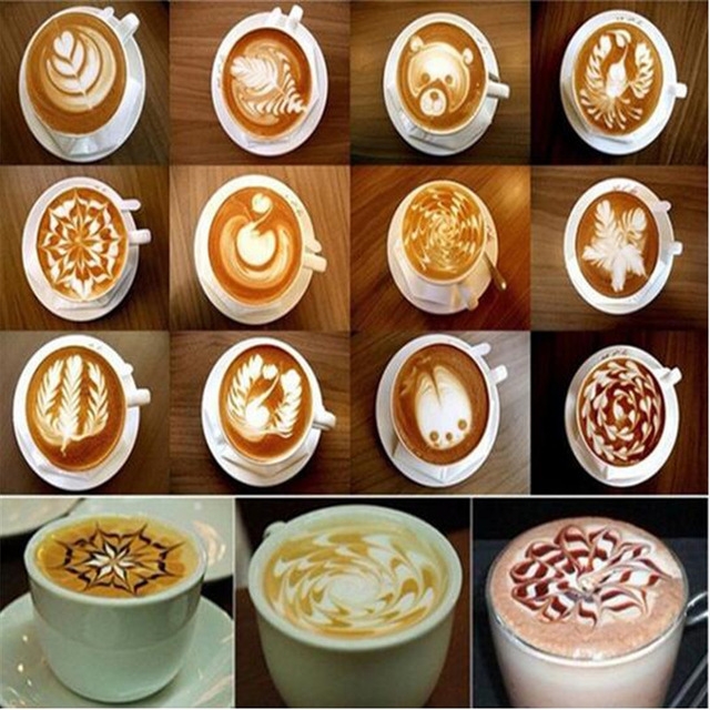 16 Pcs Coffee Drawing Cappuccino Mold Fancy Natie Printing Model Coffee Foam Spray Cake Tools