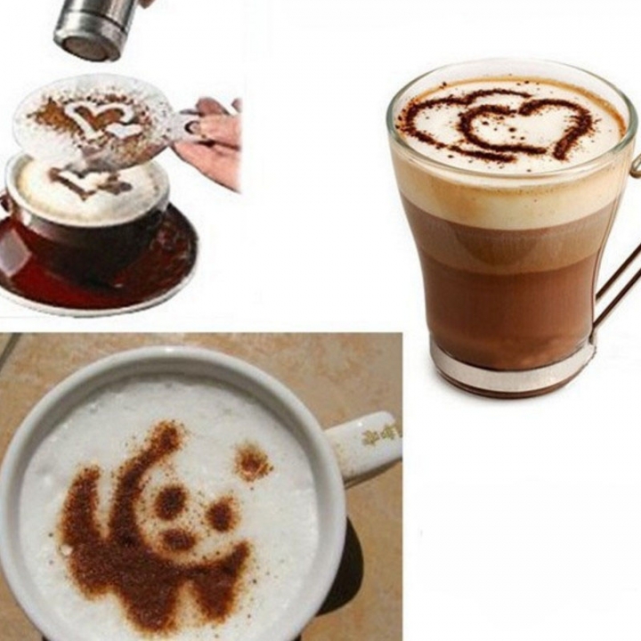 16 Pcs Coffee Drawing Cappuccino Mold Fancy Natie Printing Model Coffee Foam Spray Cake Tools