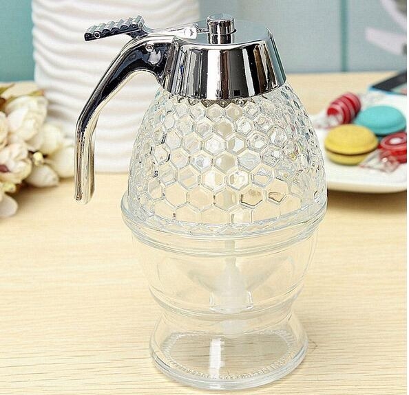 Honey Dispenser Jar Container Cup Juice Syrup Kettle Kitchen Bee Drip Stand Holder Storage Pot