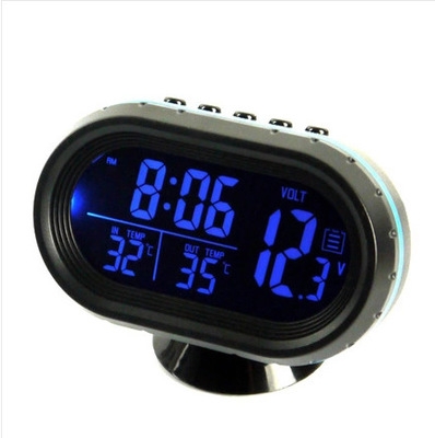 Digital Car Voltage Monitor Meter Gauge Auto Electronic Alarm Clock LCD Display Temperature