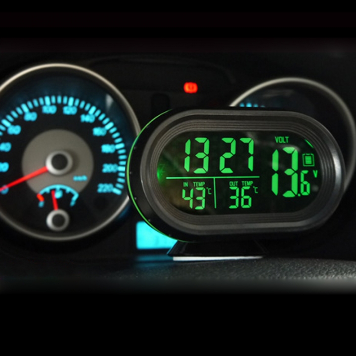 Digital Car Voltage Monitor Meter Gauge Auto Electronic Alarm Clock LCD Display Temperature