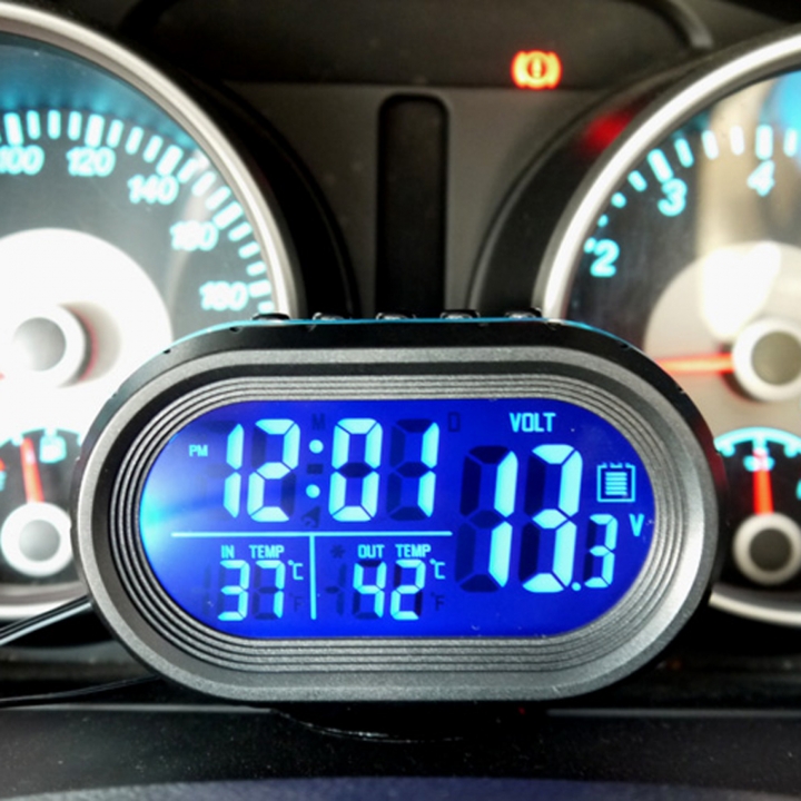Digital Car Voltage Monitor Meter Gauge Auto Electronic Alarm Clock LCD Display Temperature
