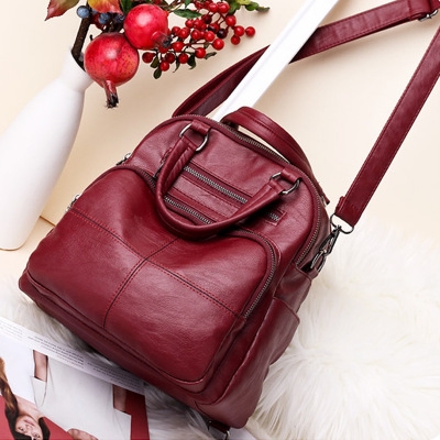 Ms Multifunction Backpack Soft Skin Backpack College Wind Travel Fashion Lady Bags Handbags