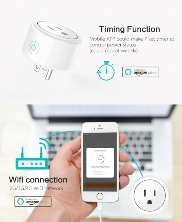 Wifi intelligent Socket Voice Control Remotely Manipulation timing Switch Features
