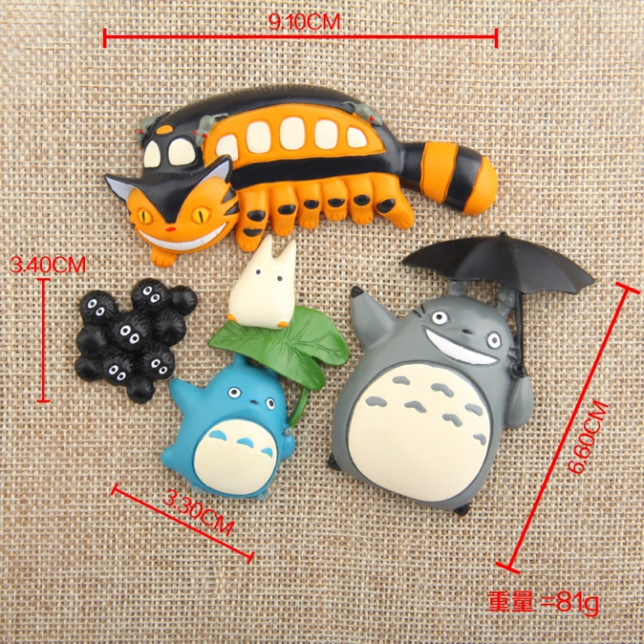 Jili cat Hayao Miyazaki Briquettes Green leaf Totoro Umbrella Totoro Bus DIY Fridge sticker