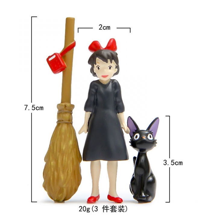 Miyazaki's Witch Black cat Kiki Jiji cat Hand Diy Landscaping Doll Fridge sticker