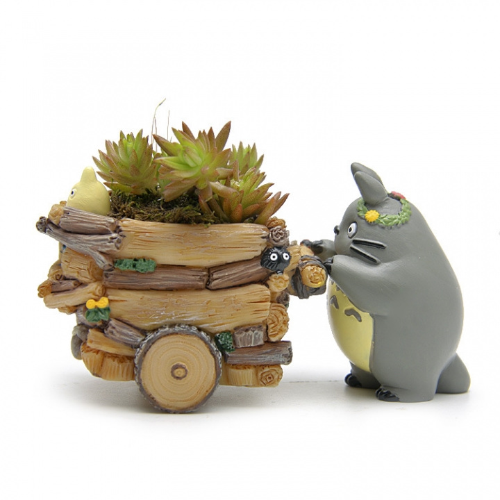 Jili cat Mini Cart Totoro Creative flower pot Resin DIY Doll Decoration