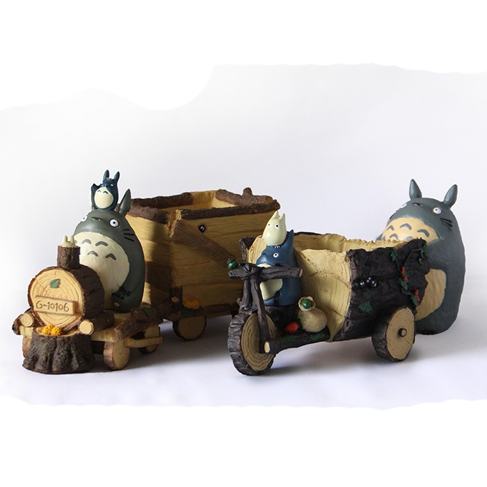 Totoro locomotive Coachman Tricycle flower pot Resin DIY Wild Decoration
