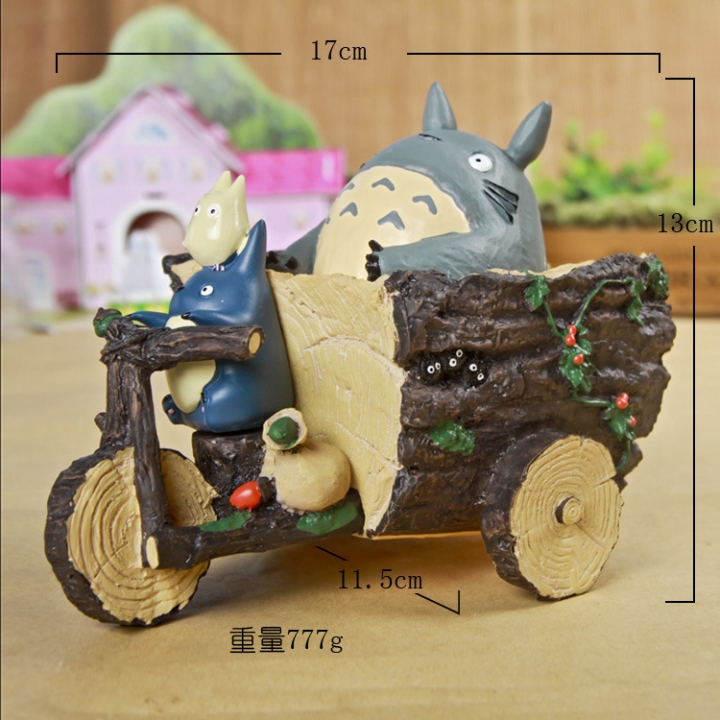 Totoro locomotive Coachman Tricycle flower pot Resin DIY Wild Decoration