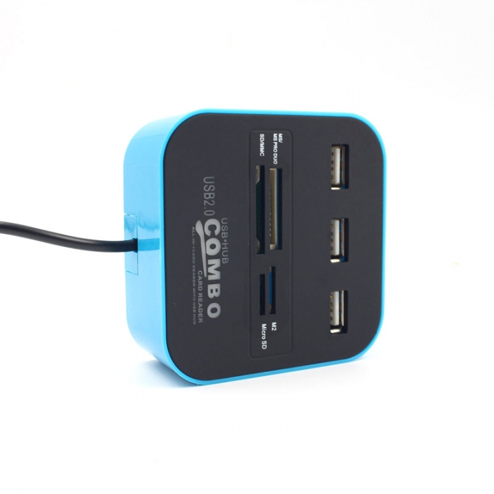 USB Hub 2.0 3 Ports + TF SD Card Reader Slot High Speed USB Combo Splitter for Laptop Desktop Use