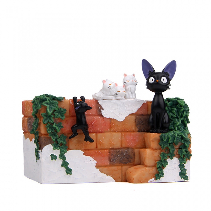 Witch Home delivery Kiki Couple Black cat White flower pot Hand Resin Doll Decoration