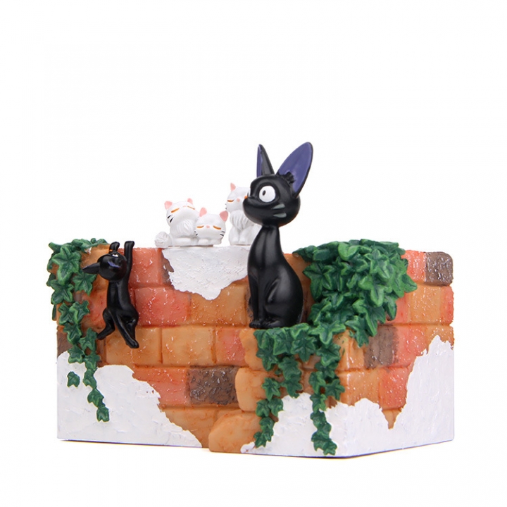 Witch Home delivery Kiki Couple Black cat White flower pot Hand Resin Doll Decoration